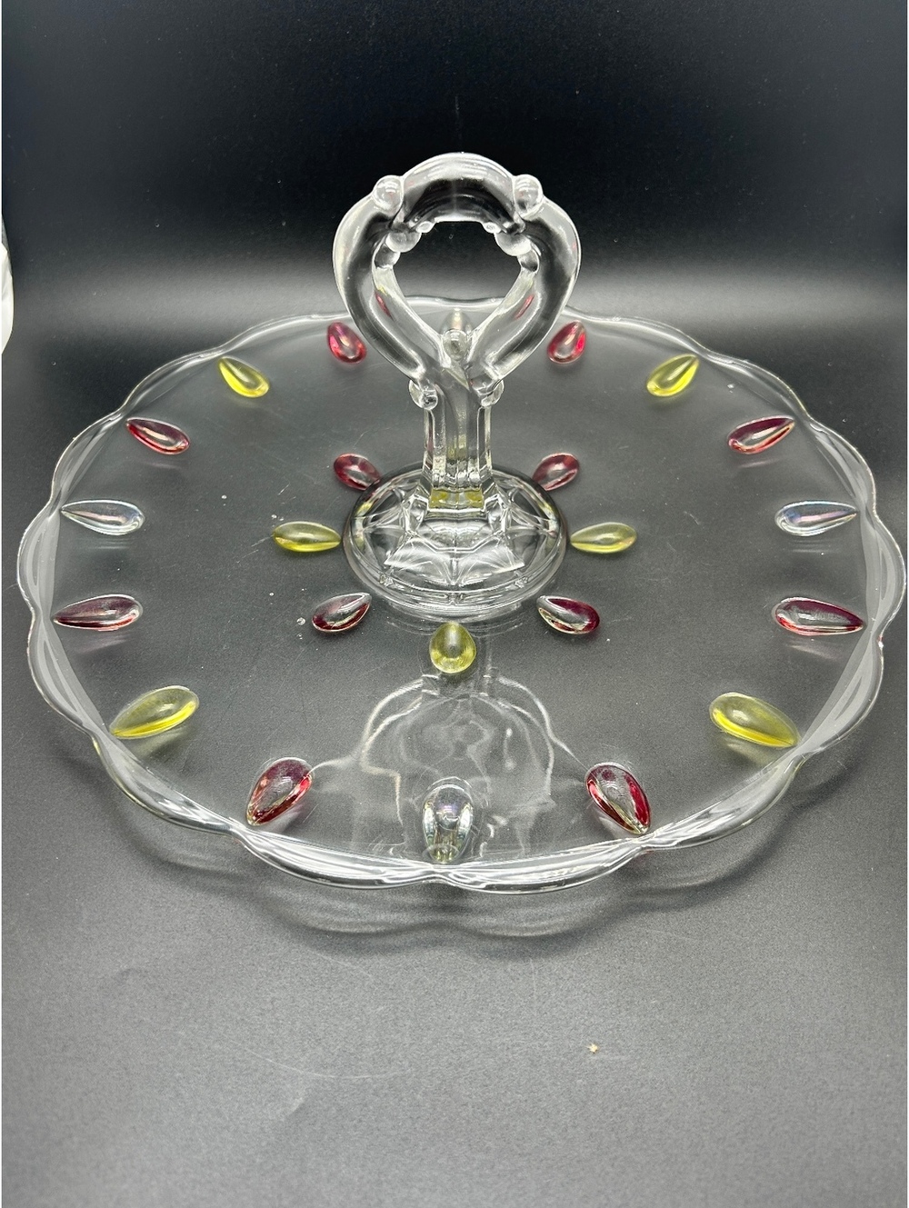 Vintage Indiana Glass Co. Tidbit Tray with Handle 11 inch